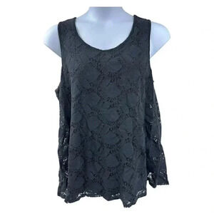 Cupio curvy tank top black with black lace overlay women’s size 3X